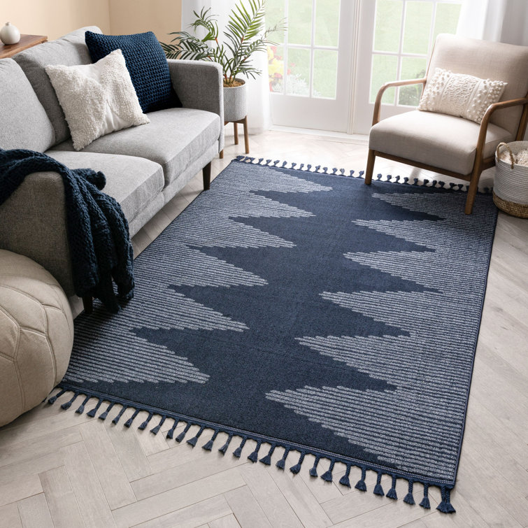 Well Woven Geometric Dark Blue Area Rug Wayfair